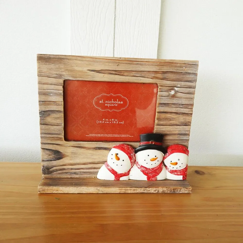 ST. NICHOLAS SQUARE  SNOWMAN SPARKLE 3 snowmen PICTURE FRAME 4